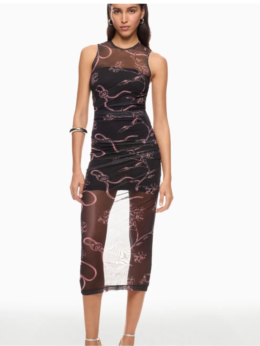 Moschino Floral Tulle Dress with Pink Print